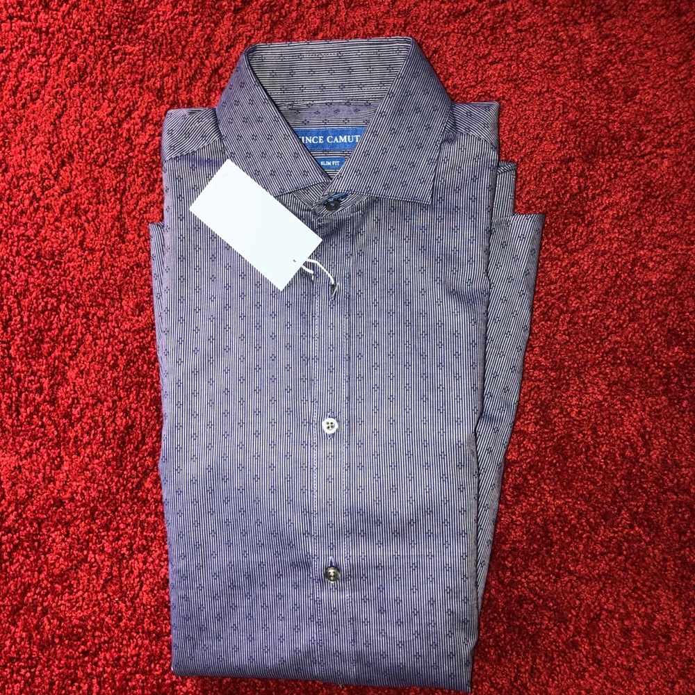 BRAND NEW Vince Camuto Navy Striped Mens Shirt